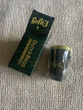 Dutch Bros Dark Green Tumbler with Gold Accents Ornament